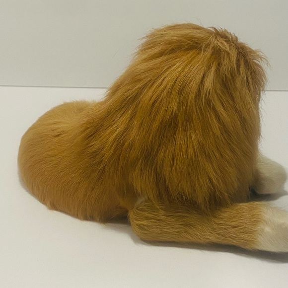 Vintage Lion Figurine Real Fur Glass Eyes Hair Sculpture Very Rare 9”-5” - Picture 12 of 12